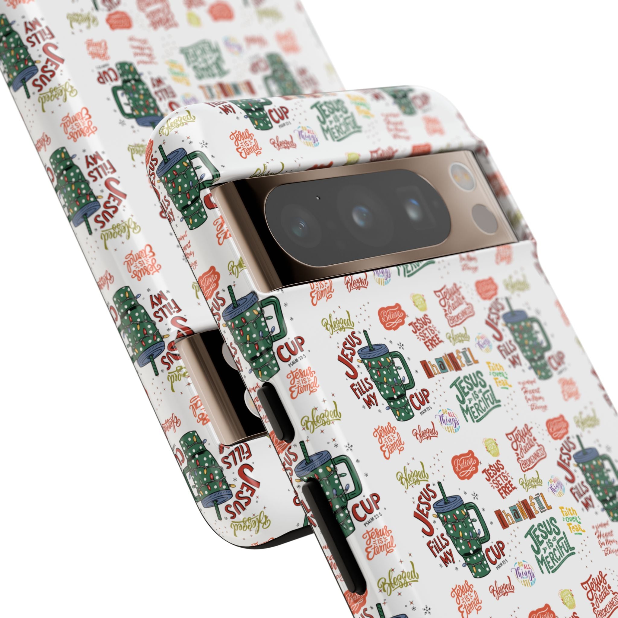 Jesus Fill My Cup Phone Case Cute Floral Design in Red, Pink, Blue – Aesthetic Protective Case for iPhone and  Android