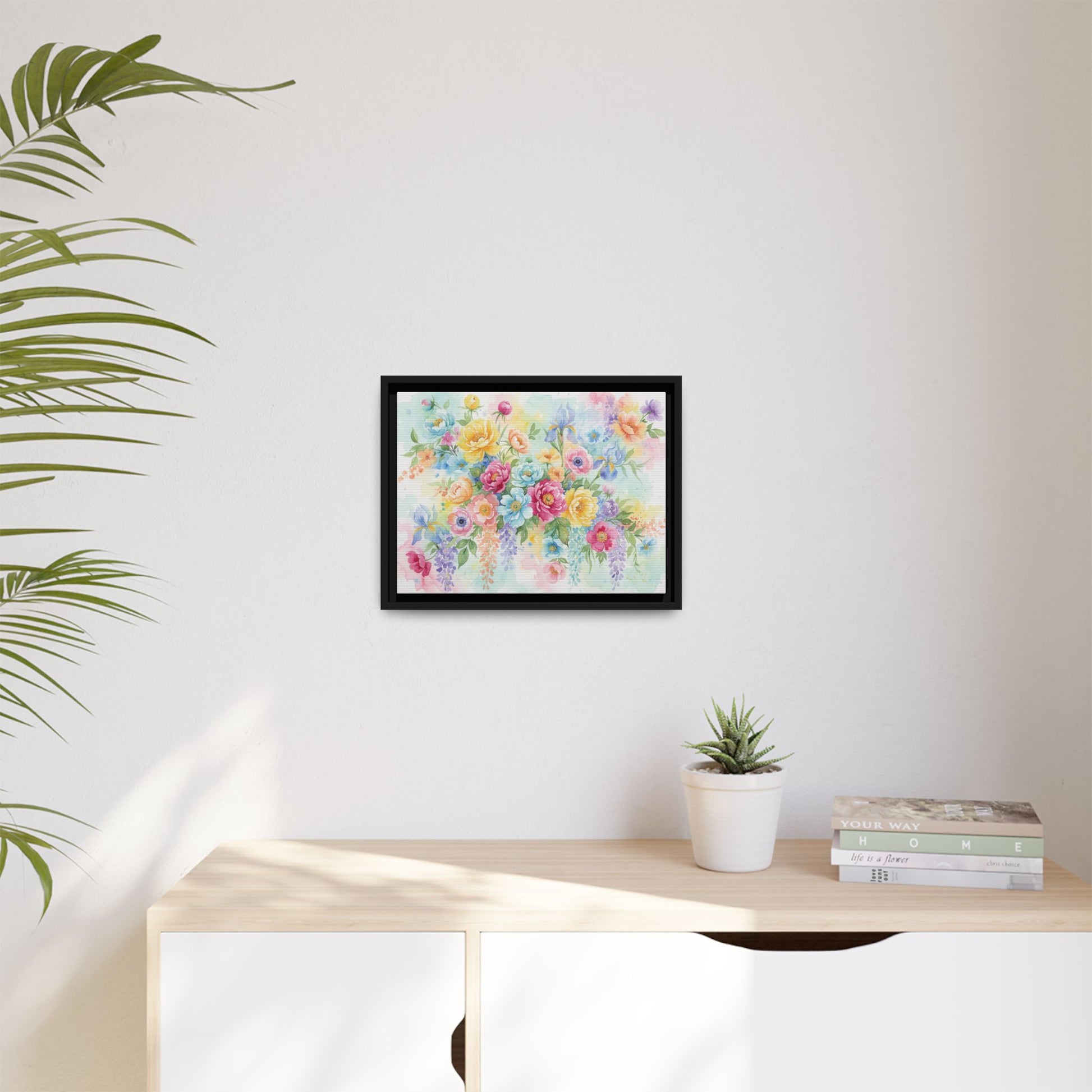 Watercolor Floral Bouquet Canvas, Framed Matte Wall Art | Multi-Color Wall Art