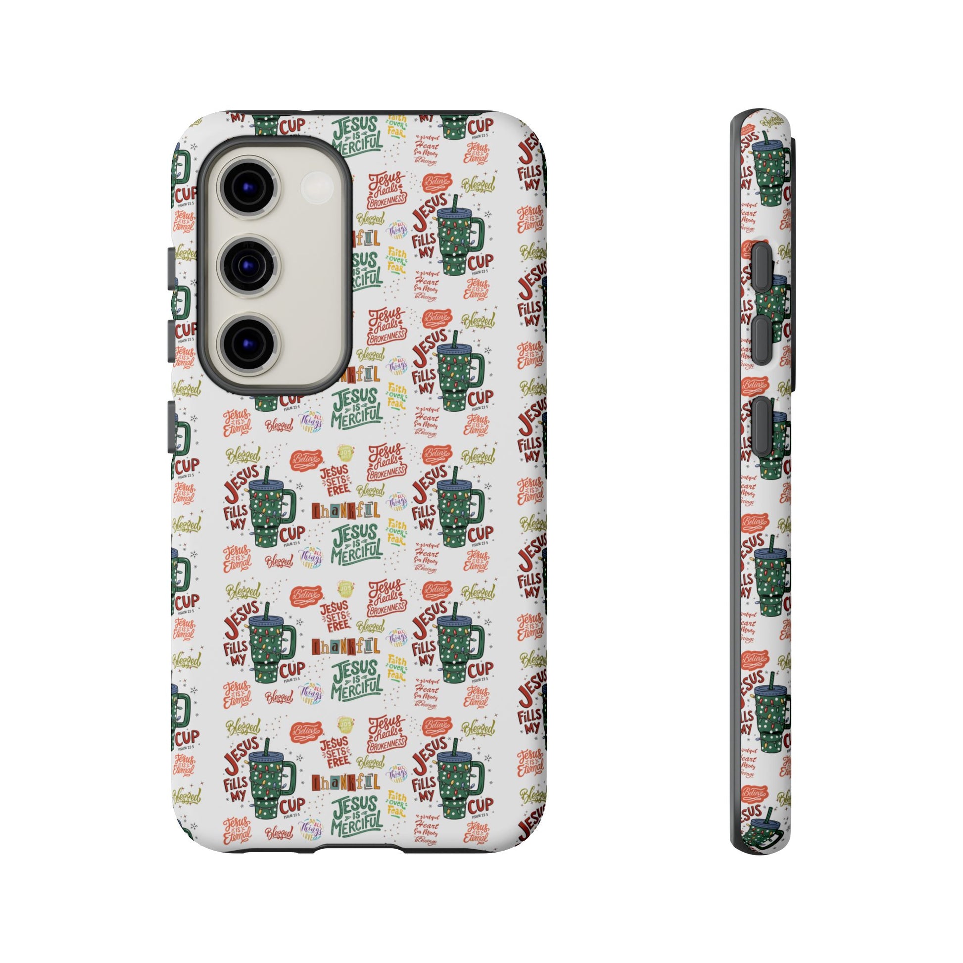 Jesus Fill My Cup Phone Case Cute Floral Design in Red, Pink, Blue – Aesthetic Protective Case for iPhone and  Android