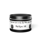 New House Sacred Light Divine Verse Tin Candles Embrace Peace with 4oz/8oz Coconut Soy Wax, Hand-Poured in USA. Lead-Free Wick, 20-40hr Burn. Evergreen, Vanilla, More Spiritual Ambiance Awaits Pure Harmony Grace..