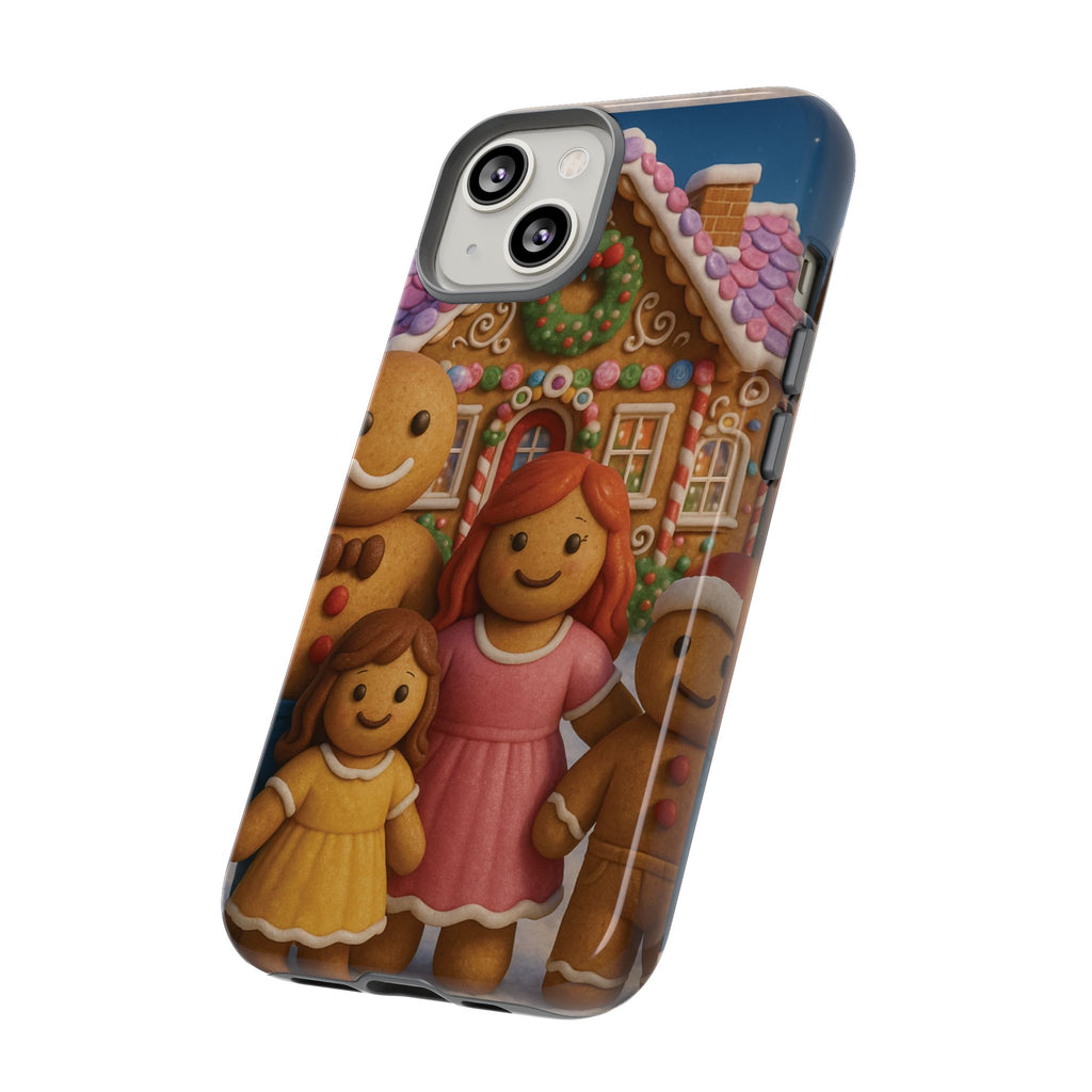 Coque de téléphone esthétique Famille en Pain d'Épices – Design d'inspiration vintage sur le thème de Noël – Étui stylé pour modèles iPhone et Samsung Galaxy