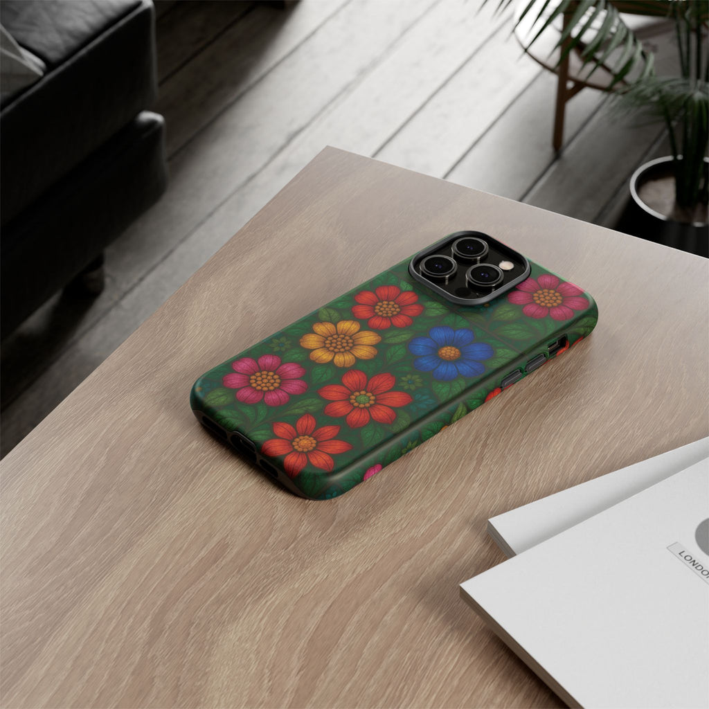 Coque de téléphone effet vitrail floral lumineux Art abstrait coloré, Étui de protection esthétique pour iPhone, Samsung et Google, Idée cadeau unique pour maman