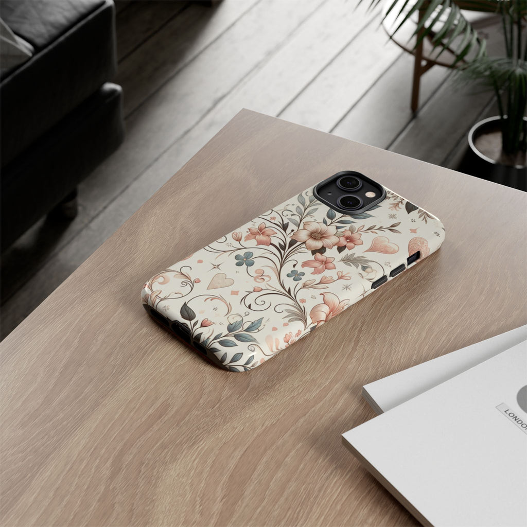 Floral Design Luxury Phone Tough Case Floral Elegant Durable Stylish for Modern Devices iPhone 17, 16 15, Samsung iPhone Samsung Accessory Gift for Her