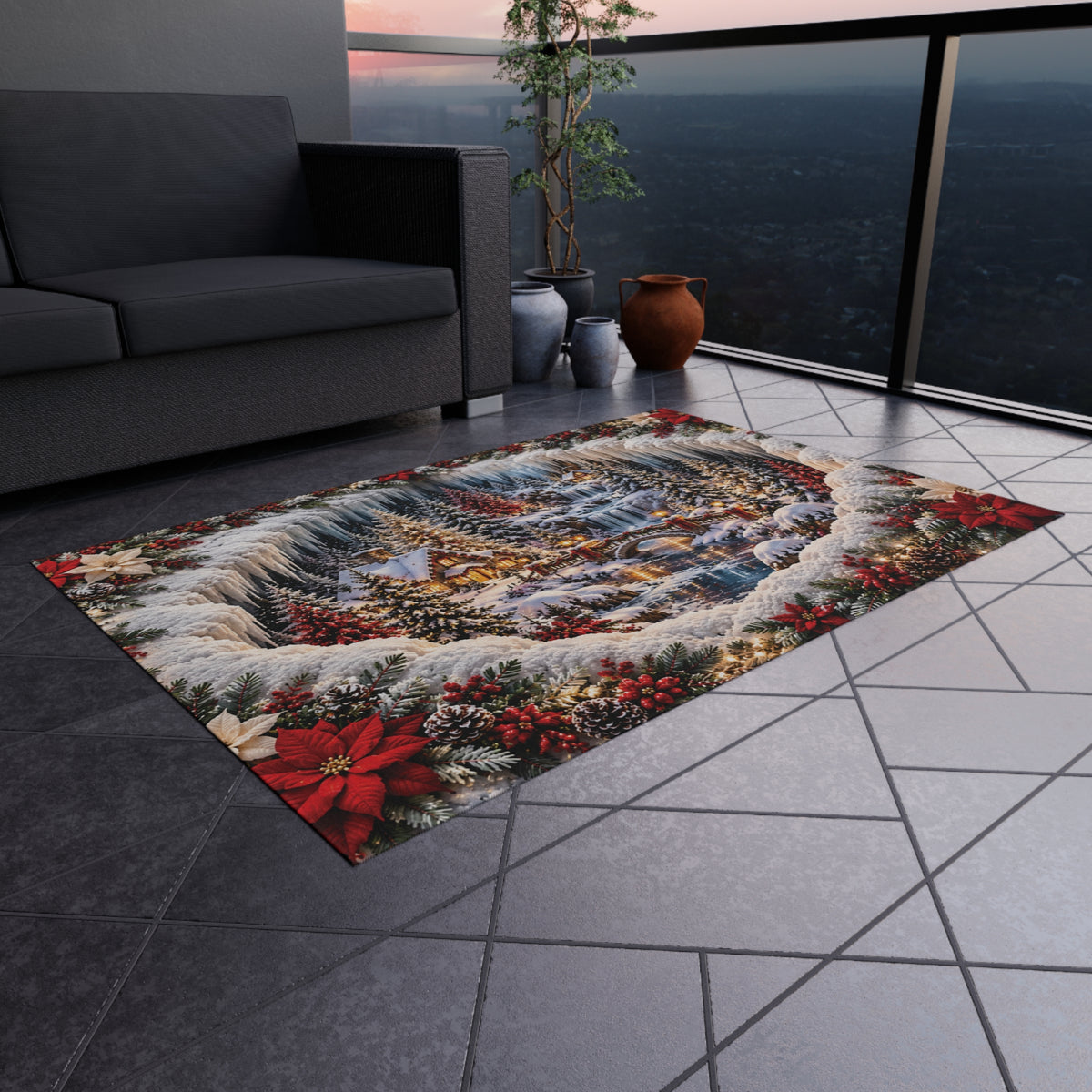 Winter Wonderland Christmas Outdoor Rug