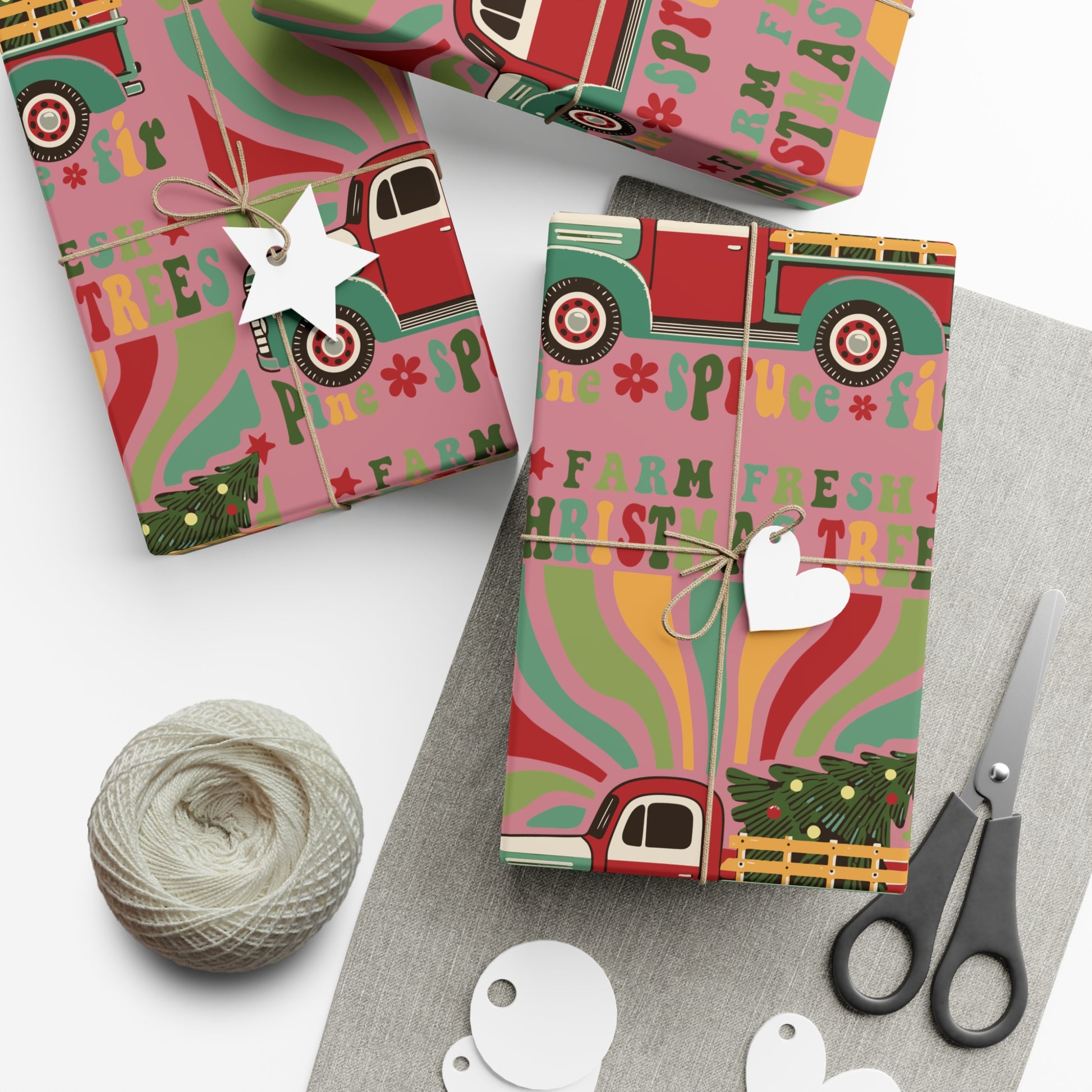 Christmas Retro Boho Pickup Wrapping Paper Holiday Gift Wrap with Perfect for Christmas Presents, Crafting, Holiday Decor Premium Quality Perfect for Gift - MRSBYVALLE