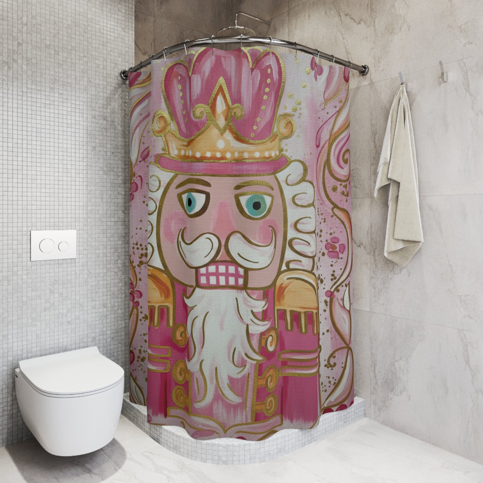 Shower Curtains Nutcracker Pink Christmas Cute Bathroom Gift