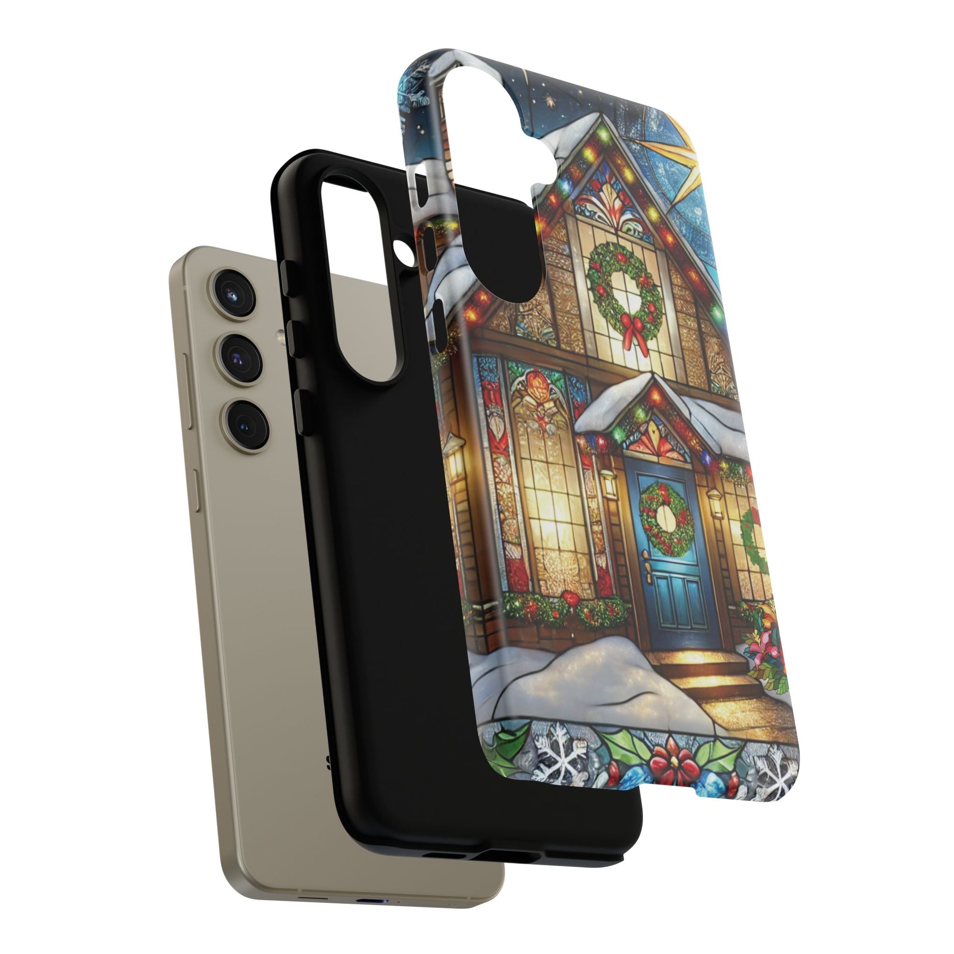 Stain Glass Christmas Phone Case Unique Holiday Protection for Your Device | Stylish & Durable Cover Gift for Her Phone 15, Samsung iPhone Samsung Accessory Gift for Her