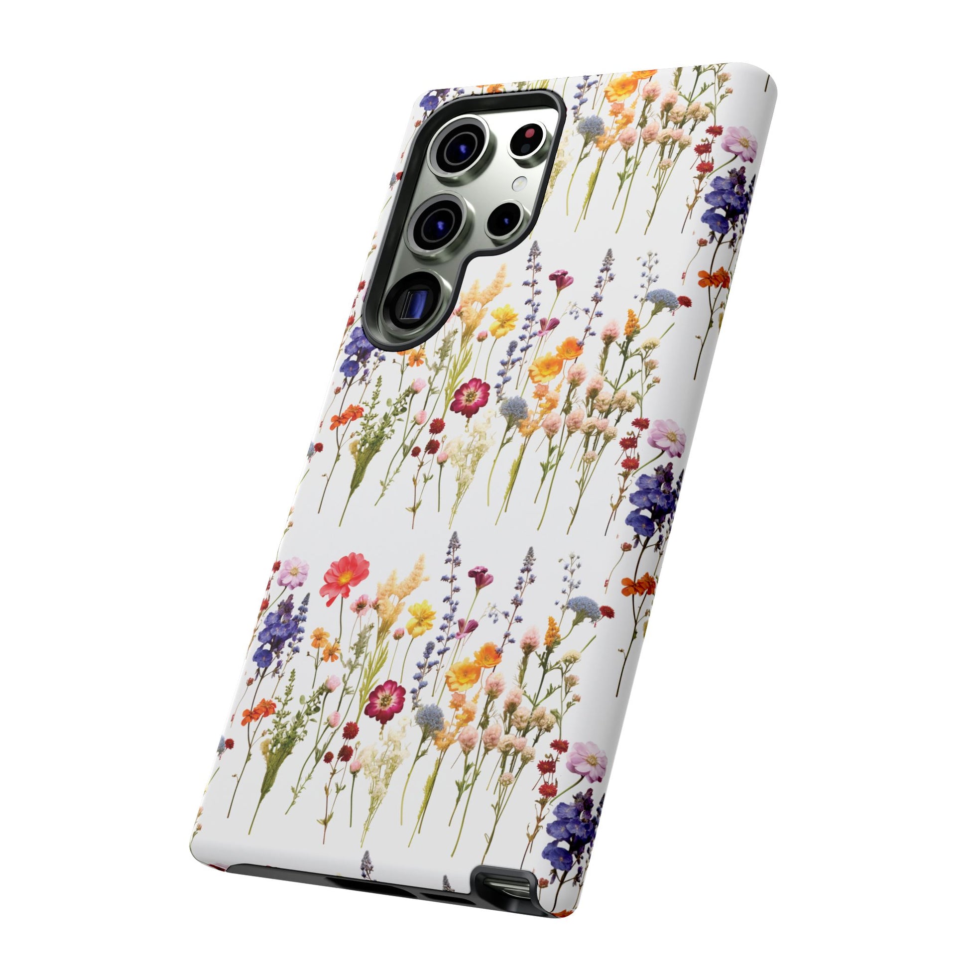 White Best Phone Case Press Flowers Floral 3D Illusion Luxury Tough Case Floral Elegant Durable Stylish for Modern Devices iPhone 17, 16, 15, Samsung iPhone Samsung Accessory Gift for Her