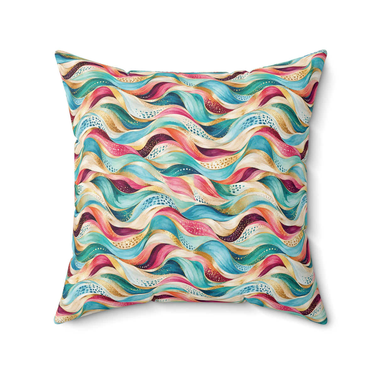 Colorful Abstract Wave Throw Pillow