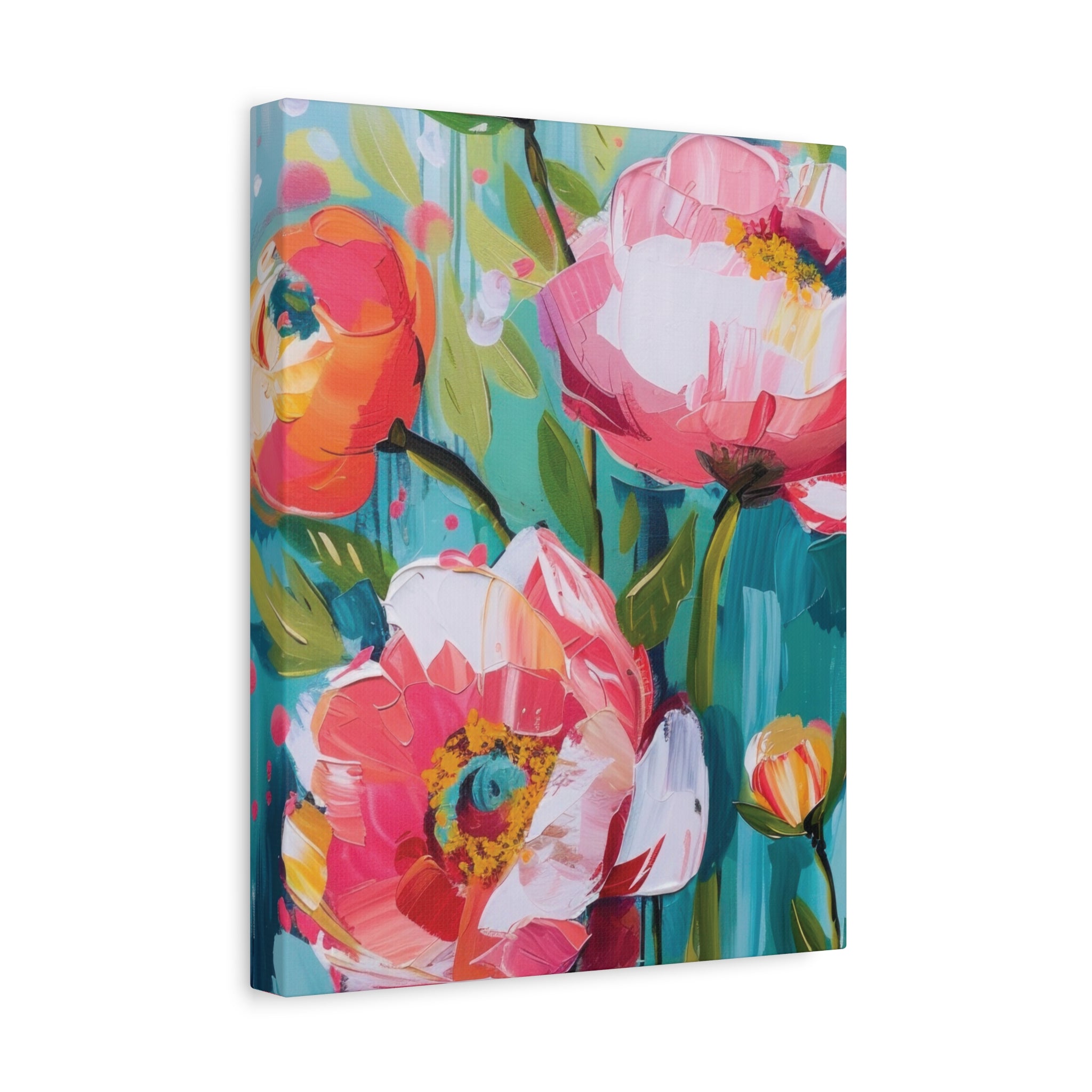 Unique Boho Floral Wall Art Matte Canvas Stretched, Vibrant Botanical Design, Perfect for Living Room, Bedroom, or Office Decor, Adds a Stylish Touch to Any Space - MRSBYVALLE
