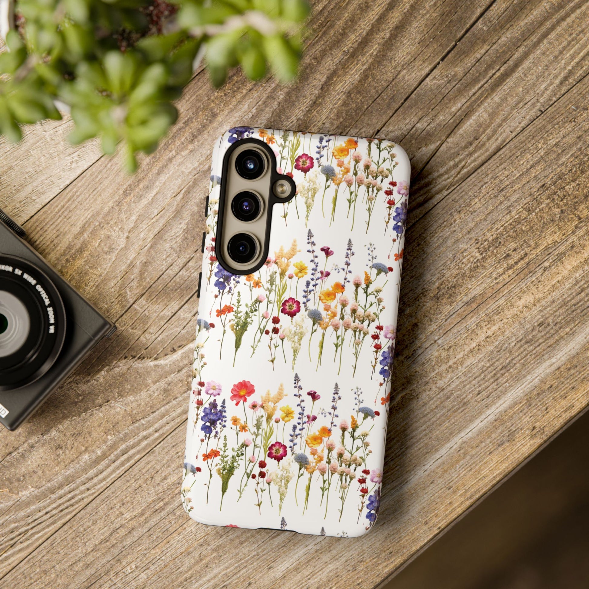White Best Phone Case Press Flowers Floral 3D Illusion Luxury Tough Case Floral Elegant Durable Stylish for Modern Devices iPhone 17, 16, 15, Samsung iPhone Samsung Accessory Gift for Her