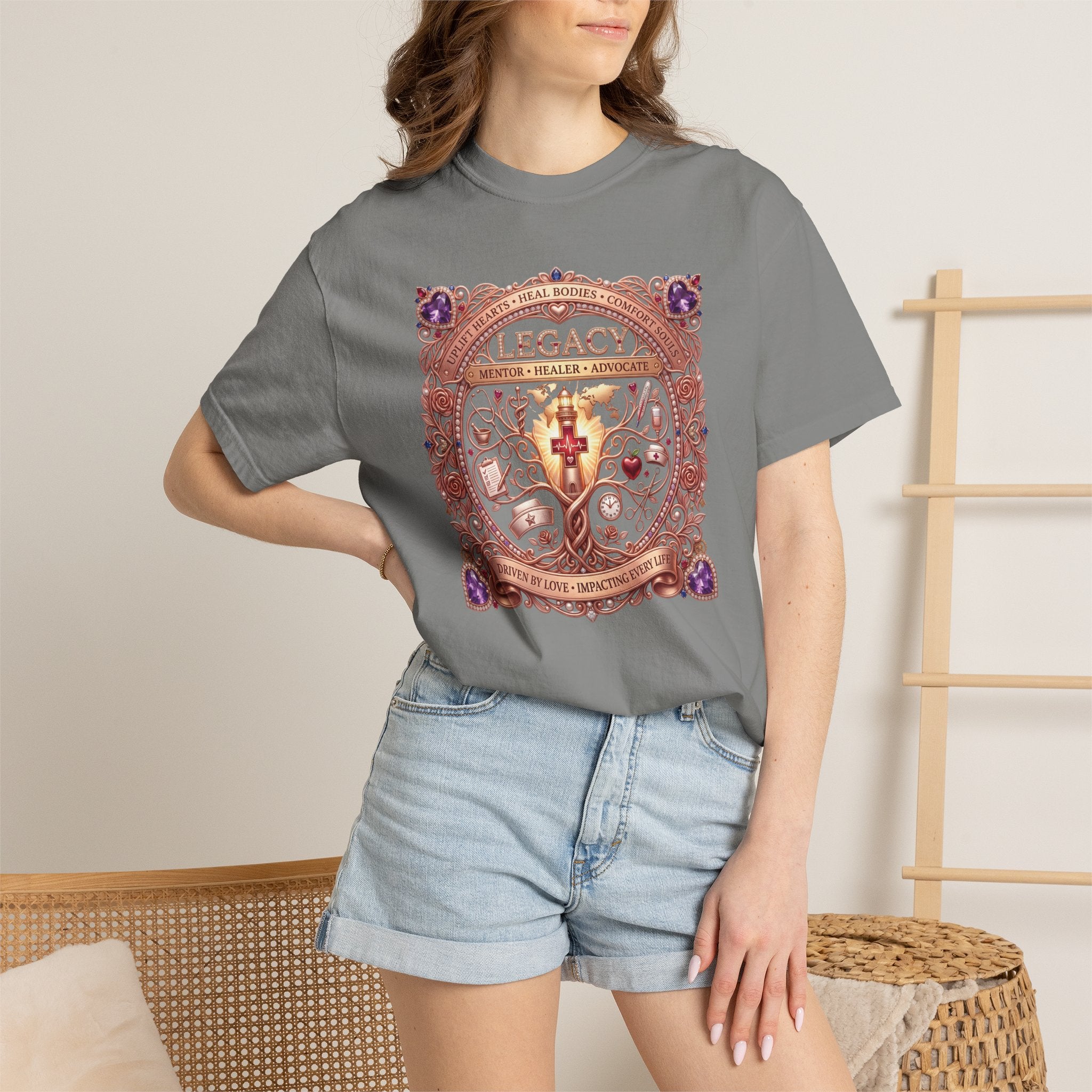 Nurse: Uplift Hearts, Heal Bodies, Comfort Souls Comfort Colors® T-Shirt | Mentor, Healer, Advocate, Legacy Gift for Her