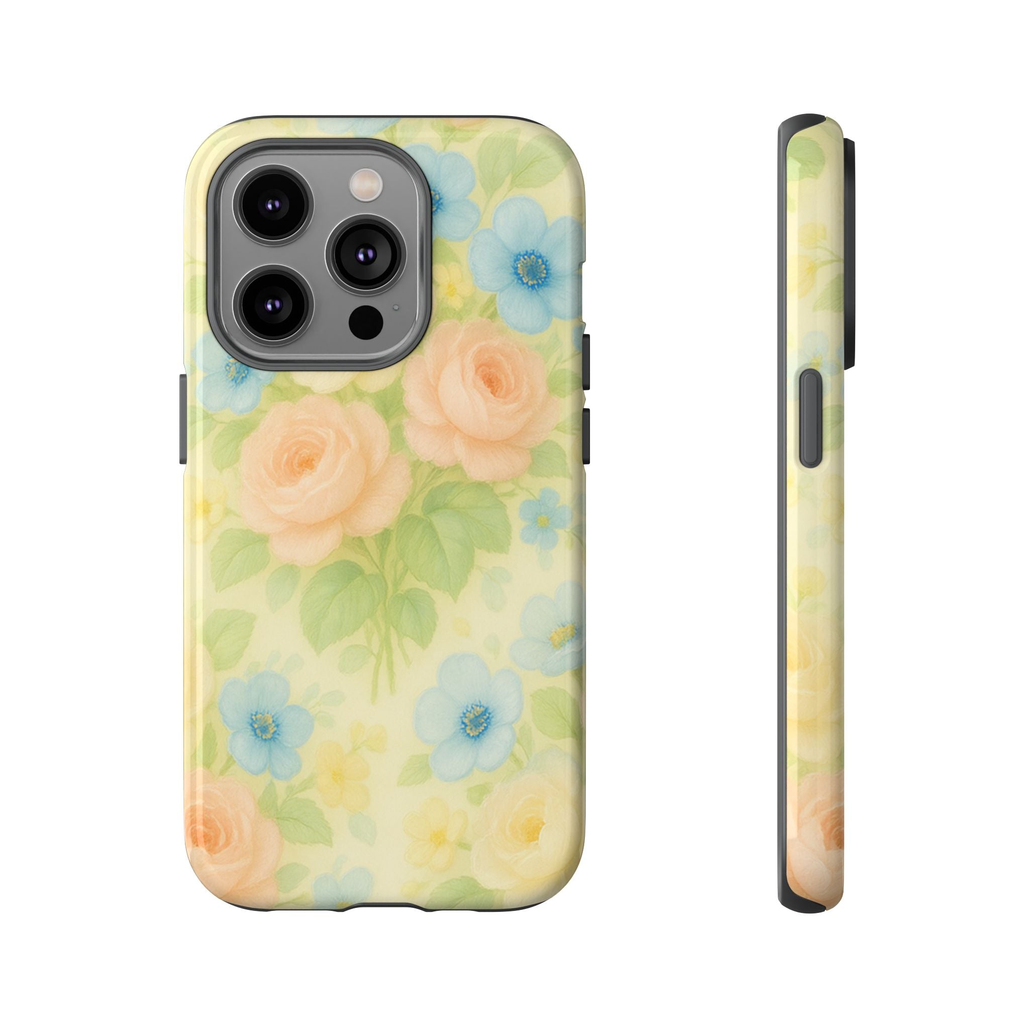 Pastel Yellow Vintage Floral Phone Case  Romantic Cottagecore Aesthetic, Soft Botanical Design, Protective Gift for Her, Fits iPhone & Samsung Models