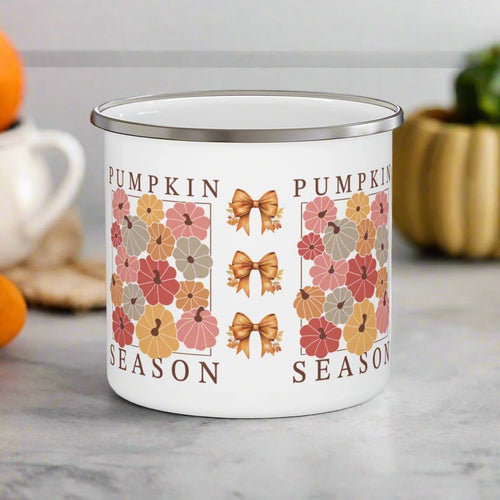 12oz Enamel Camping Mug Pumpkin Season Perfect for Camping, Coffee, Hot Chocolate | Durable, Lightweight Mug for Outdoor Adventures Gifts Christmas - MRSBYVALLE