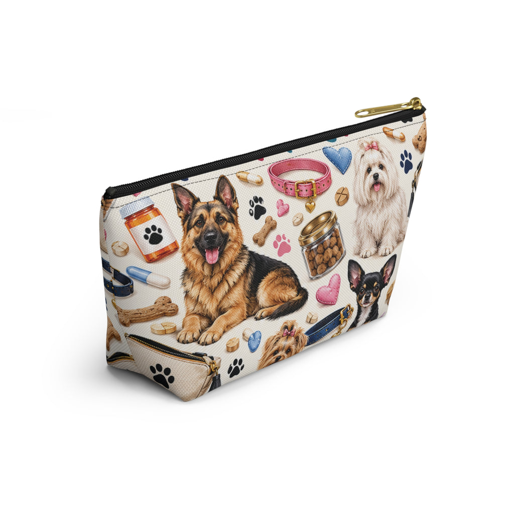 Paws for Pills Accessory Pouch — Dog Medicine & Treats T-Bottom Makeup Bag