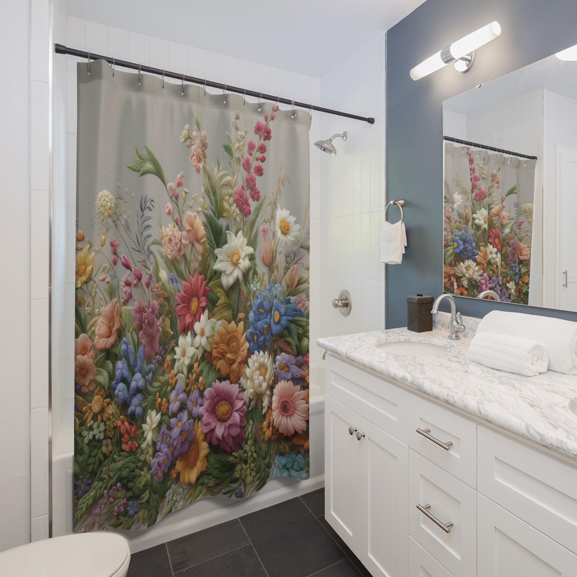 New House Bright Floral Shower Curtain Luxurious Bathroom Decor, Ideal Housewarming Wedding Gift for Mom Bridal Shower Gift Newlywed.