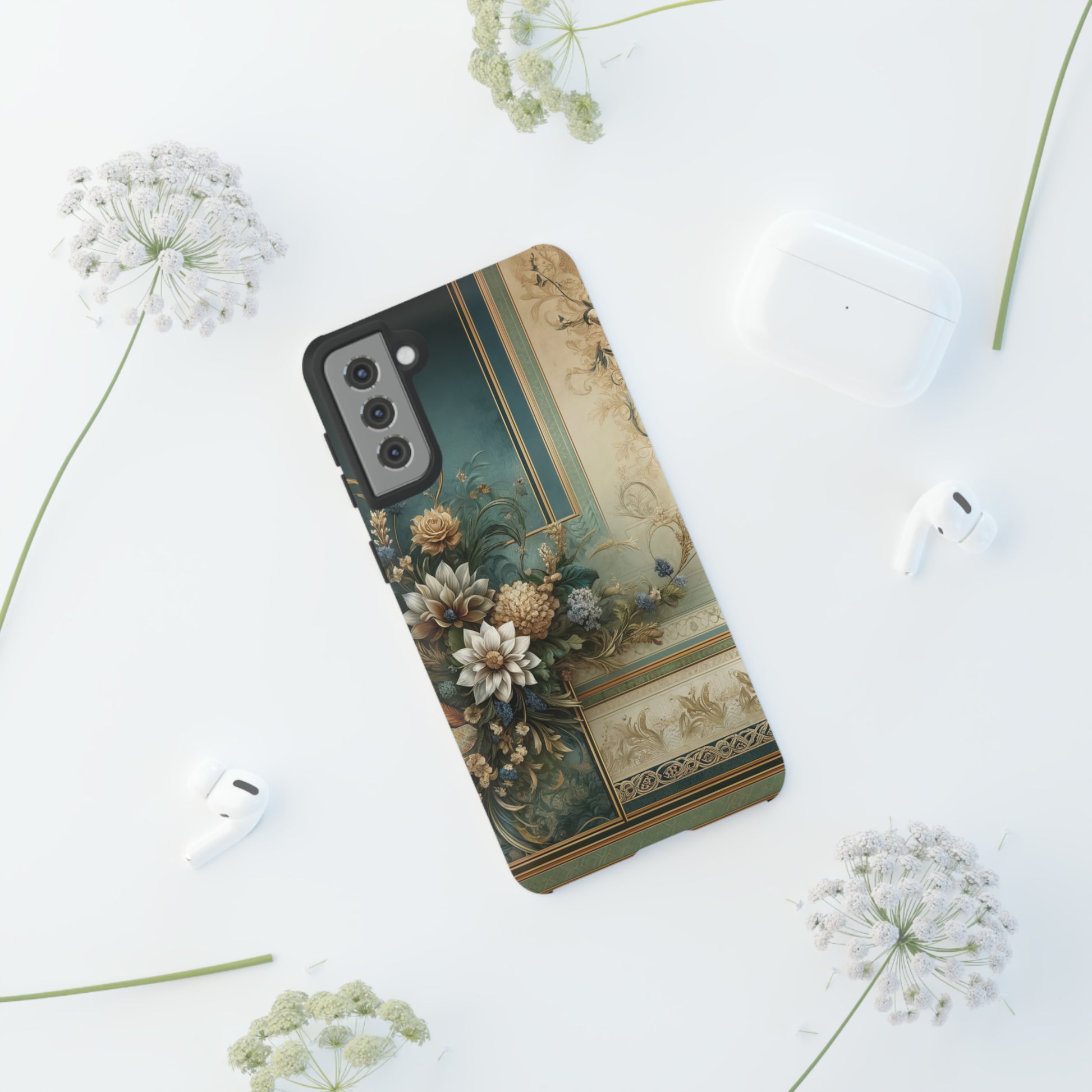 Victorian Floral Boho Luxury Phone Tough Case Floral Elegant Durable Stylish for Modern Devices iPhone 15, Samsung iPhone Samsung Accessory Gift for Her.