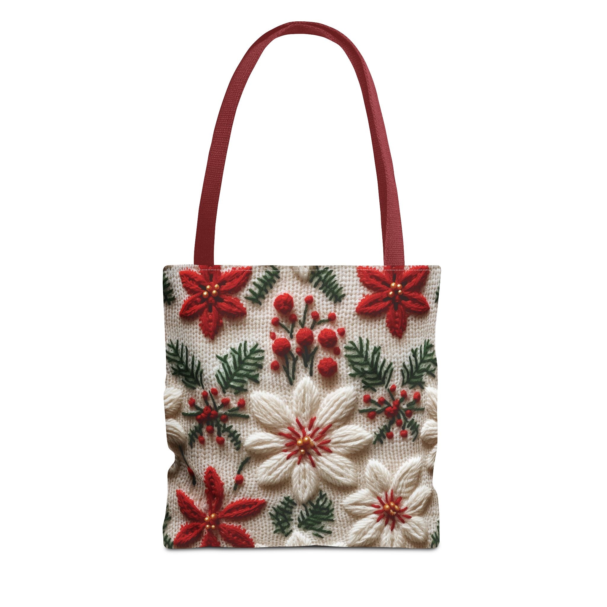 Festive Poinsettia Christmas Tote Stylish Holiday Bag for Shopping, Gifts, and Everyday Use - Durable, Reusable, and Perfect for Spreading Cheer This Holiday Season - MRSBYVALLE