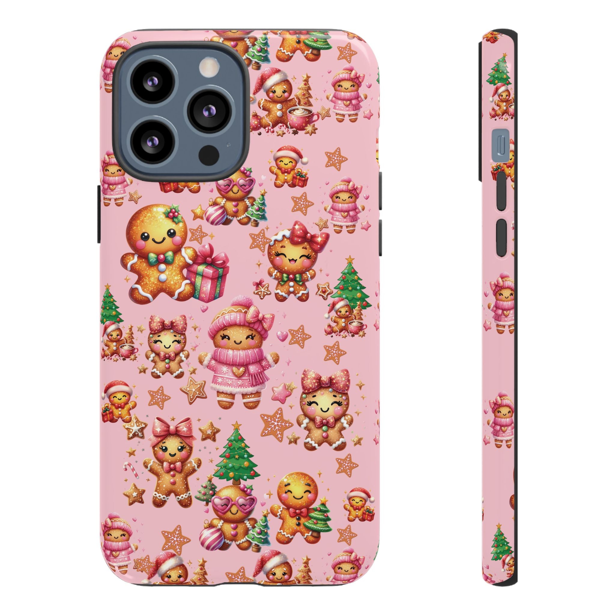 Adorable Pink Gingerbread Girl Phone Case Girly Holiday Vibes, Sweet Christmas Aesthetic, Cute & Festive Gift Idea for Her, Fun Protective Cover