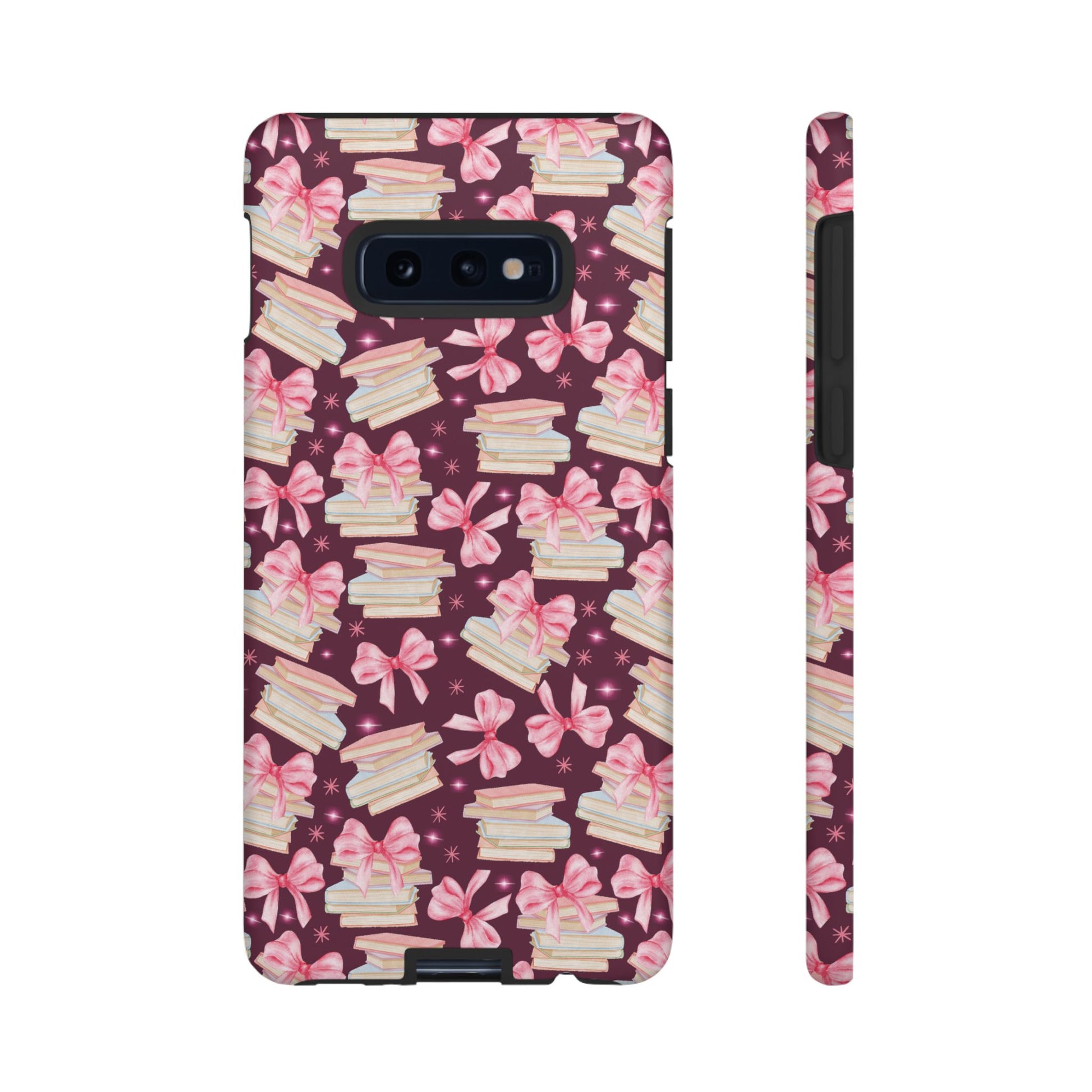 Coquette Pink Bows & Books Phone Case for iPhone 16 15 14 13 12  21 23 Samsung, and Pixel | Stylish Protective Cover Gift for Her Perfect for Floral Lover