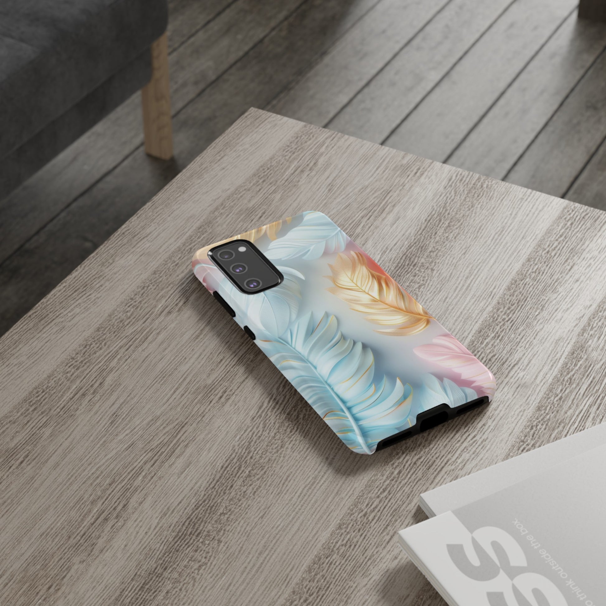 Pastel Feathers Protective Phone Case Gift for Her Phone 15, Samsung iPhone Samsung Gift for Her Case iPhone 15, Samsung iPhone Samsung Accessory Gift for Her