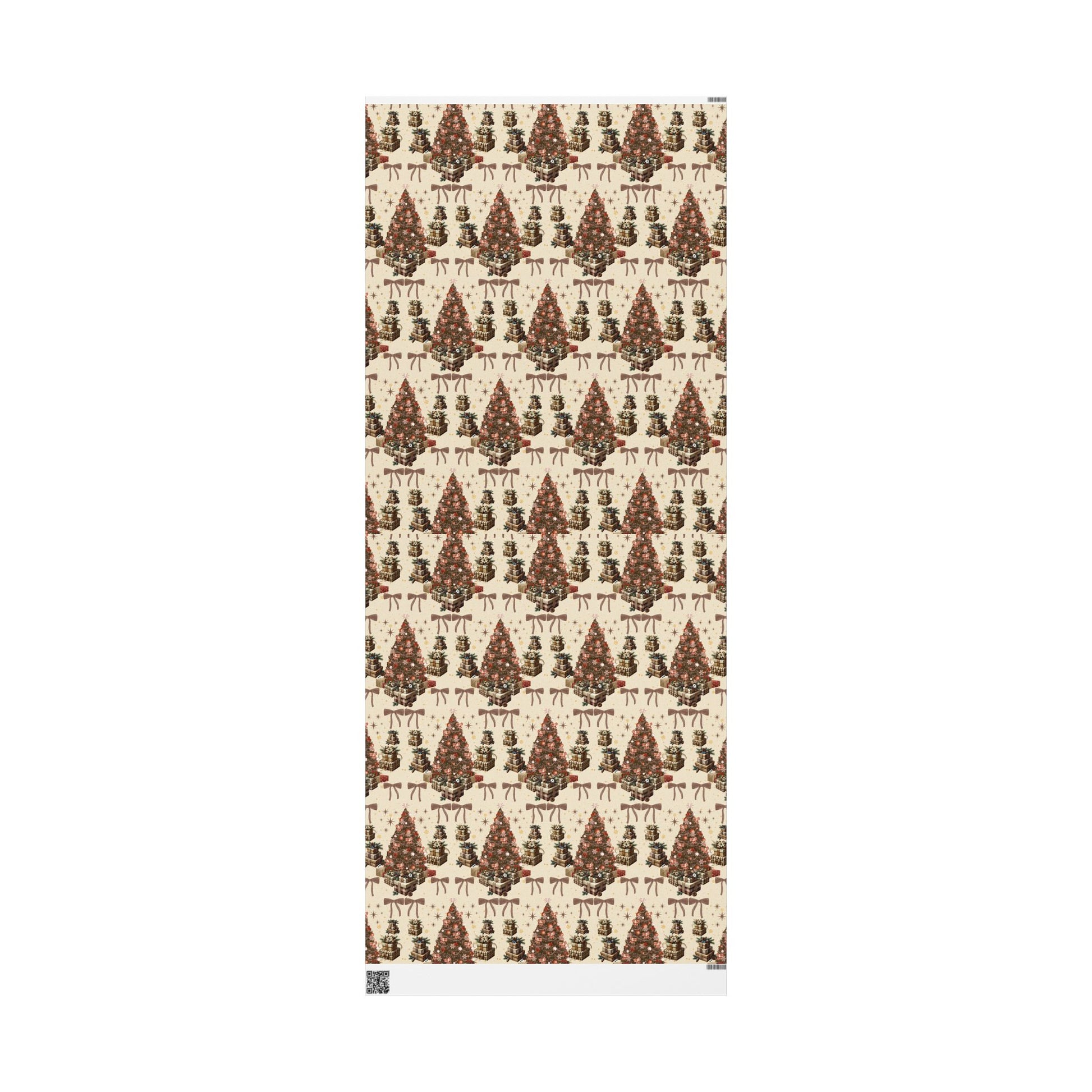 Brown Cozy Christmas Wrapping Paper Warm Holiday Gift Wrap with Tree Pattern  Festive Design