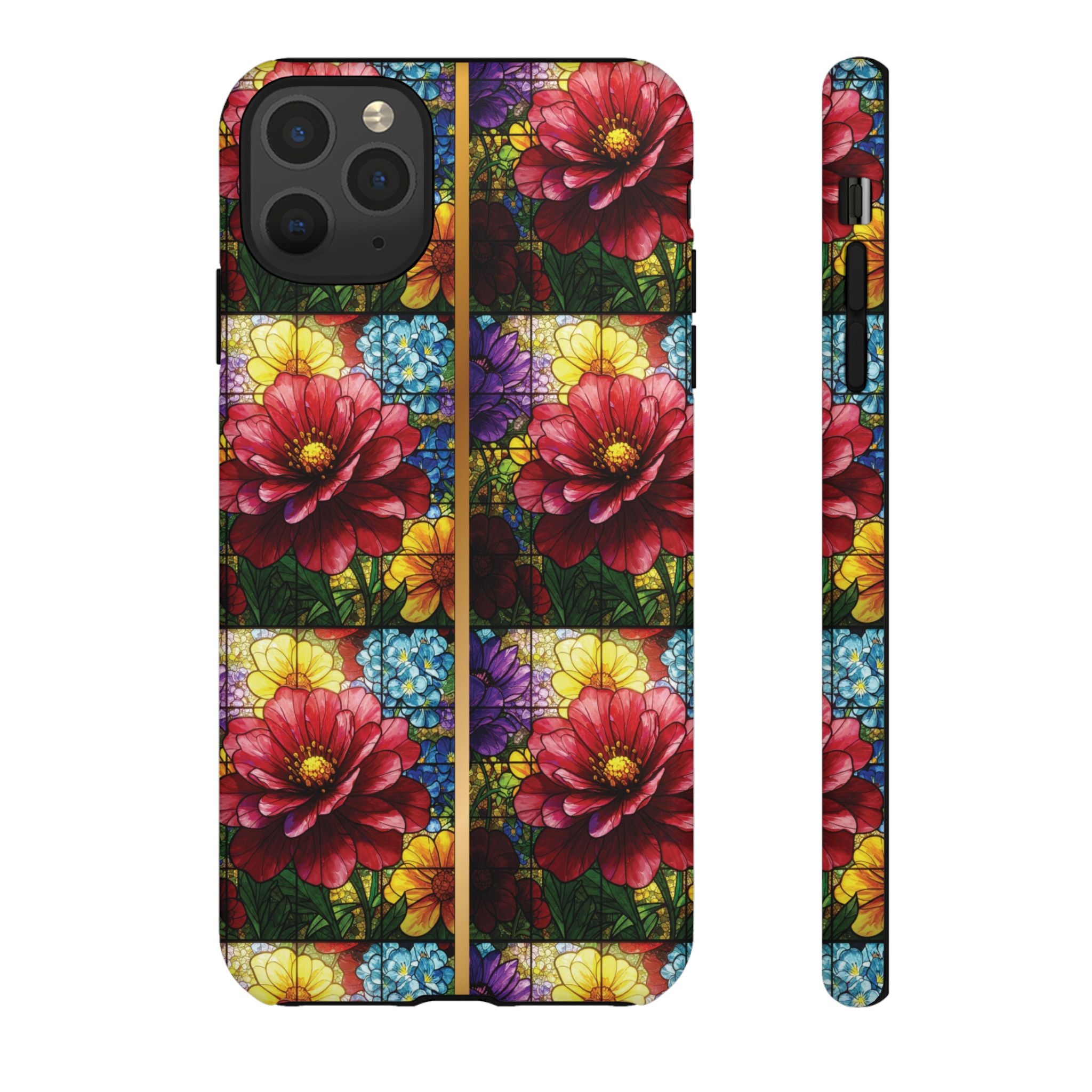 Stained Glass Illusion Floral Phone Case  3D Colorful Flower Design, Protective Christian Gift, Fits iPhone, Samsung, Google Pixel