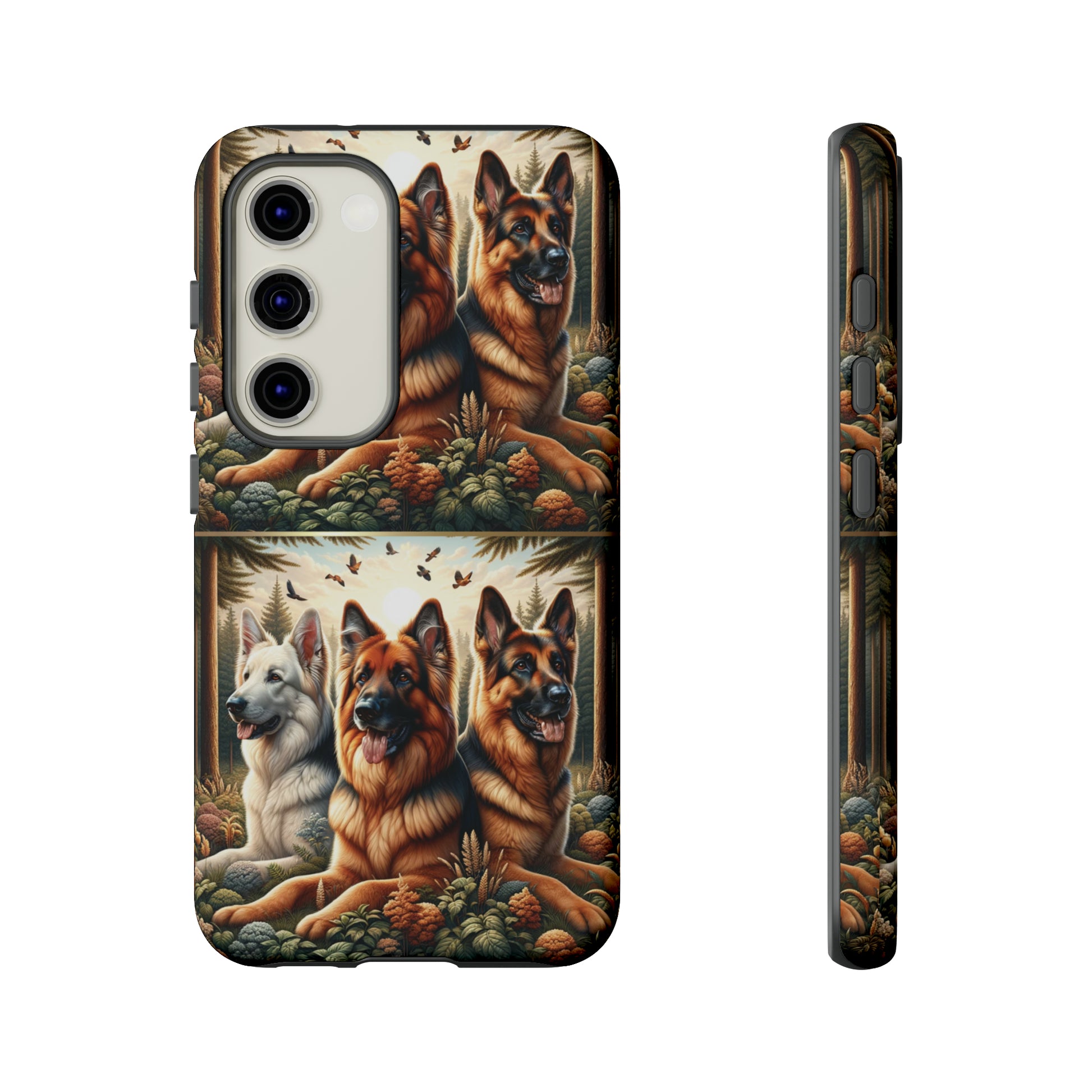 German Shepherd Phone Tough Case Floral Elegant Durable Dog Lover Devices iPhone 15, Samsung iPhone Samsung Accessory Gift for Her.