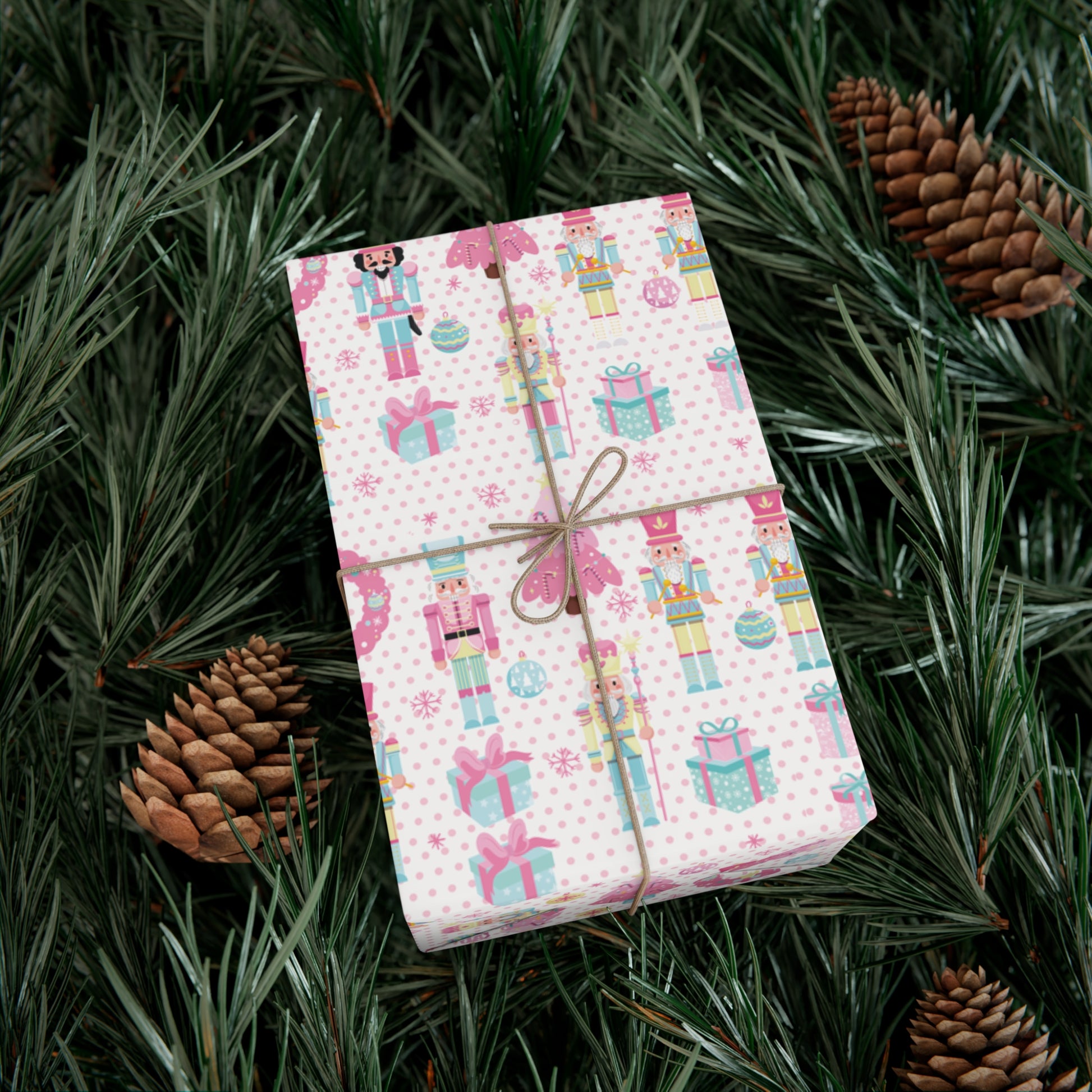 Pink Christmas Nutcrackers Wrapping Paper | Vibrant Seasonal Blooms | Perfect for Thanksgiving, Birthdays, Special Occasions | Premium Quality Gifts Moms - MRSBYVALLE