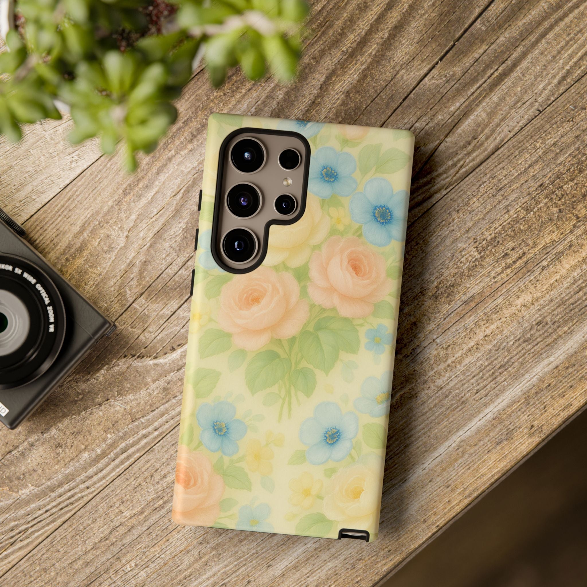 Pastel Yellow Vintage Floral Phone Case  Romantic Cottagecore Aesthetic, Soft Botanical Design, Protective Gift for Her, Fits iPhone & Samsung Models