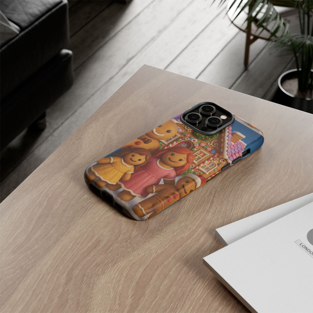 Coque de téléphone esthétique Famille en Pain d'Épices – Design d'inspiration vintage sur le thème de Noël – Étui stylé pour modèles iPhone et Samsung Galaxy