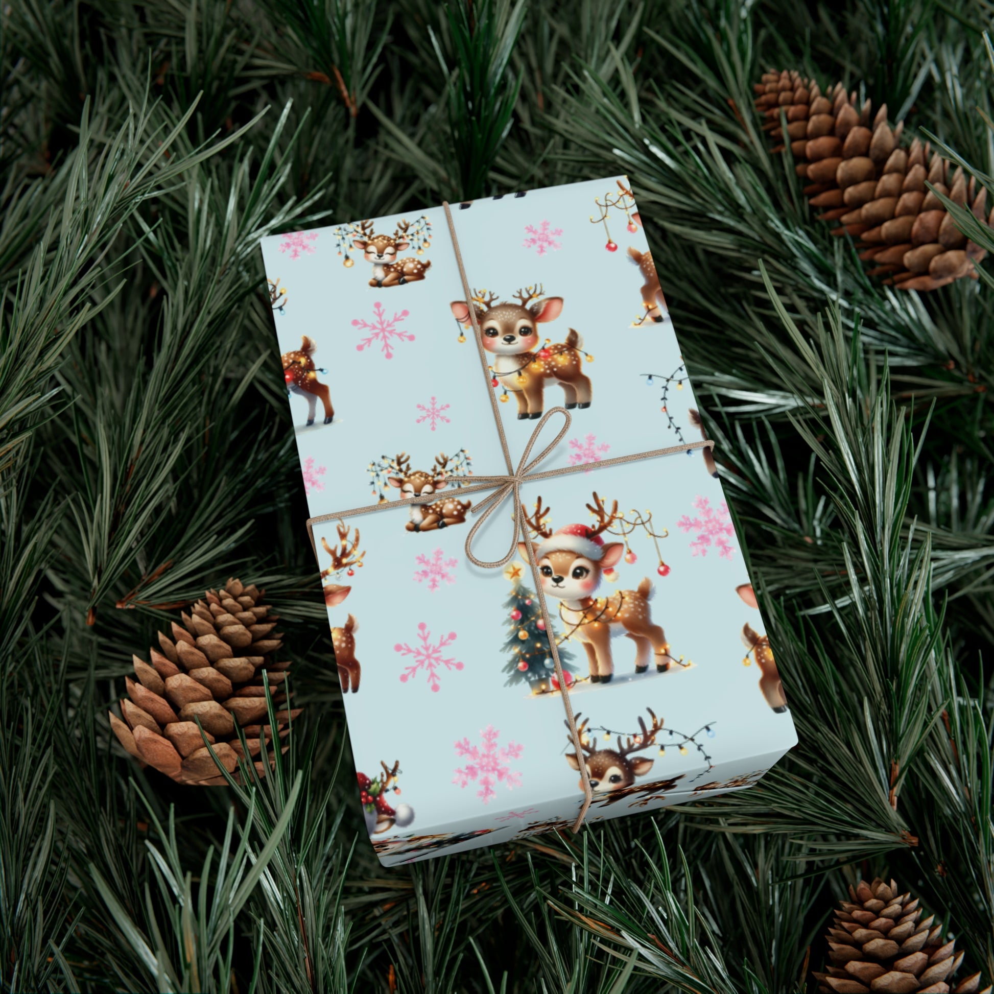 Watercolor Reindeer Christmas Wrapping Paper Elegant Holiday Gift Wrap Featuring Whimsical Deer Design | Perfect for Festive Presents, Available in Multiple Sizes for Every Gift - MRSBYVALLE