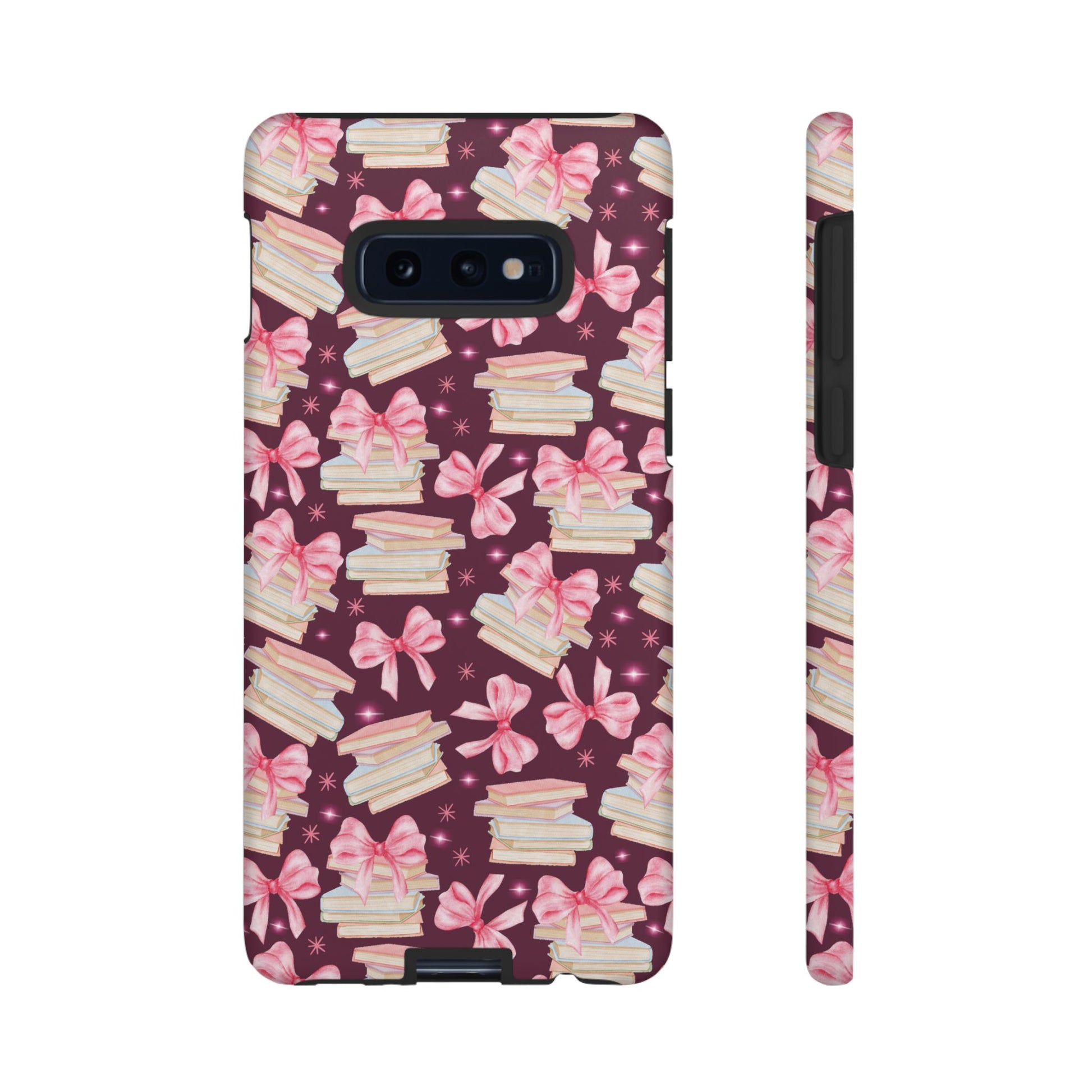 Coquette Pink Bows & Books Phone Case for iPhone 17 and Samsung, Pixel | Stylish Protective Cover Gift for Her Perfect for Floral Lover