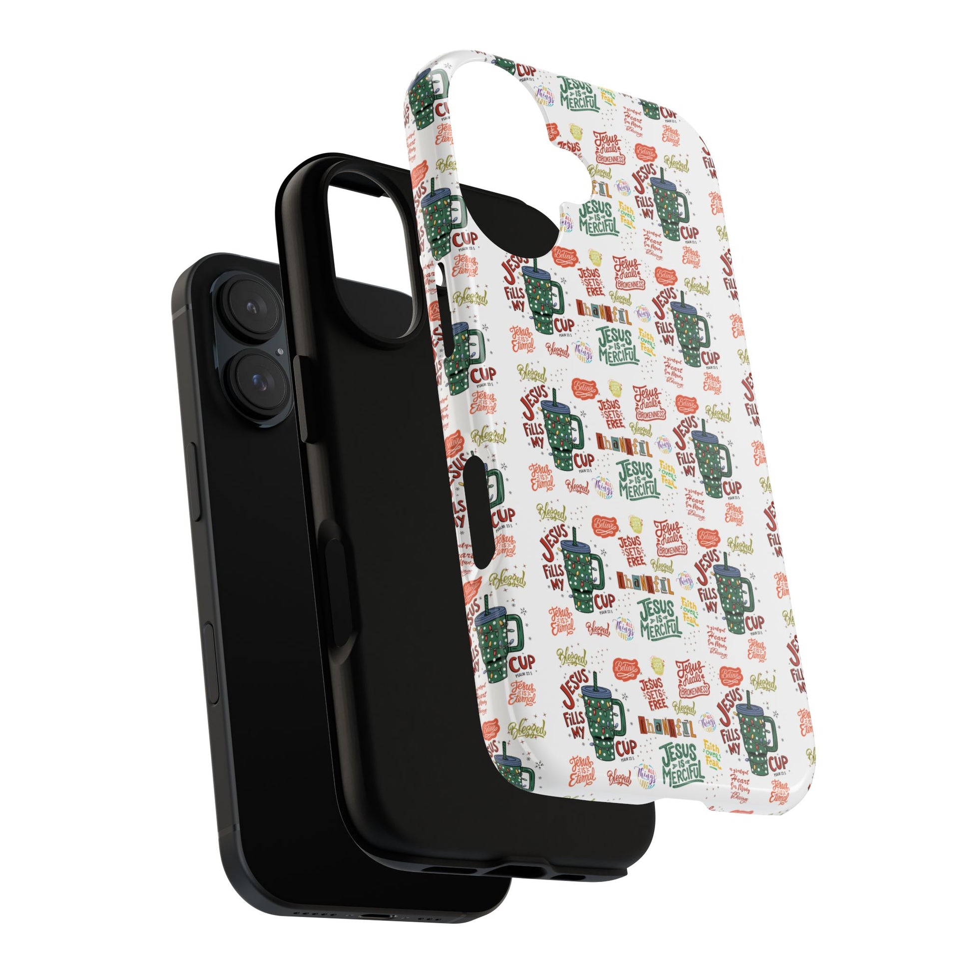 Jesus Fill My Cup Phone Case Cute Floral Design in Red, Pink, Blue – Aesthetic Protective Case for iPhone and  Android