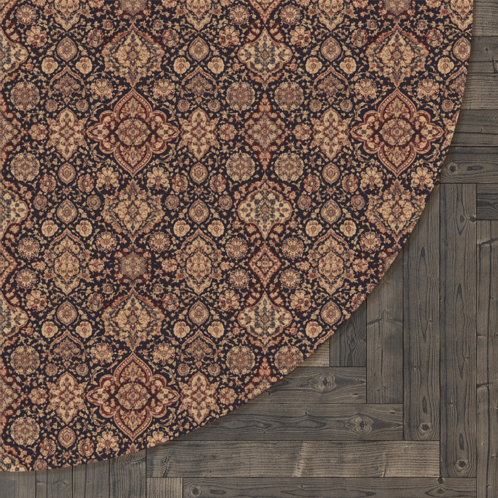 Vintage Turkish Round Rug 60x60 | Boho Area Rug