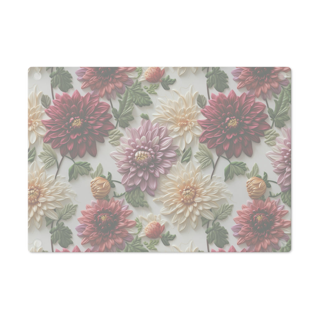 Elegant Fall Floral Glass Cutting Board Premium Autumn-Inspired Kitchen Decor & Gift | Durable, Heat-Resistant Tempered Glass | Perfect for Cooking & Serving - MRSBYVALLE