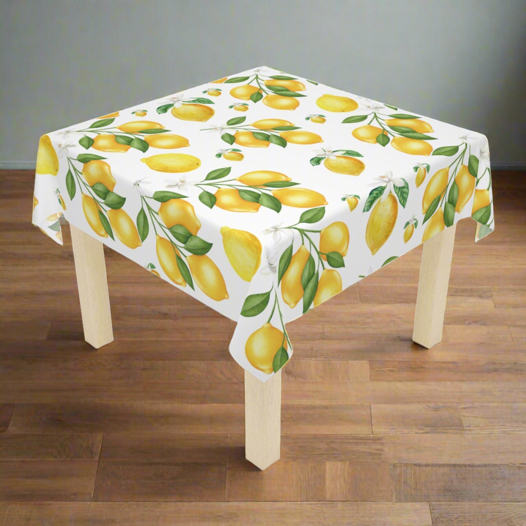Elegant Lemon White Flower Tablecloth - Vibrant Citrus Blossom Design, 100% Polyester, Perfect for Dining, Parties, and Home DécorBirthdays all Events  and Occasions