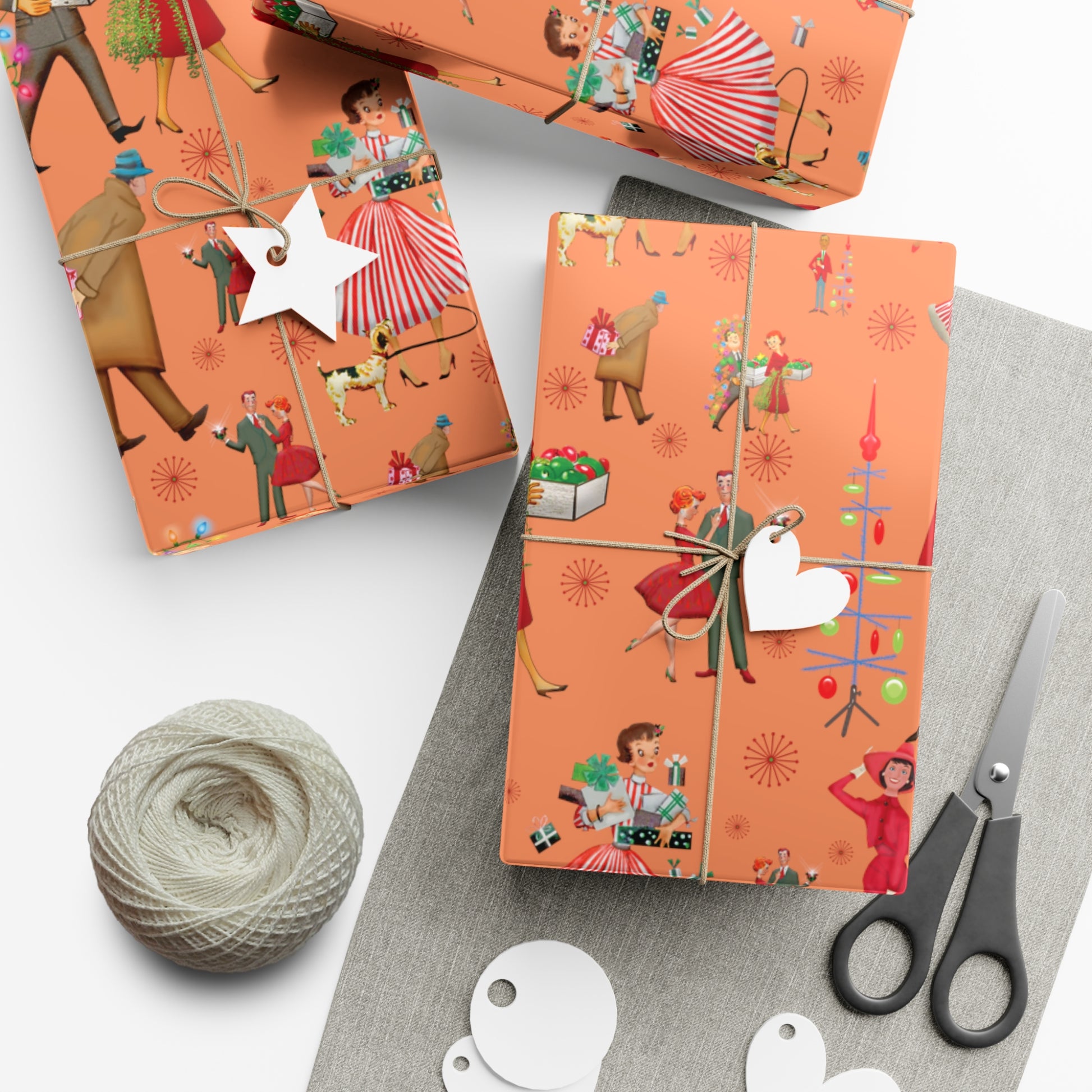 Christmas Vintage 50s Retro Wrapping Paper | Classic Holiday Designs | Nostalgic Gift Wrap | Mid-Century Holiday Patterns | Unique Retro Christmas Decorations | Festive Retro Style Christmas - MRSBYVALLE