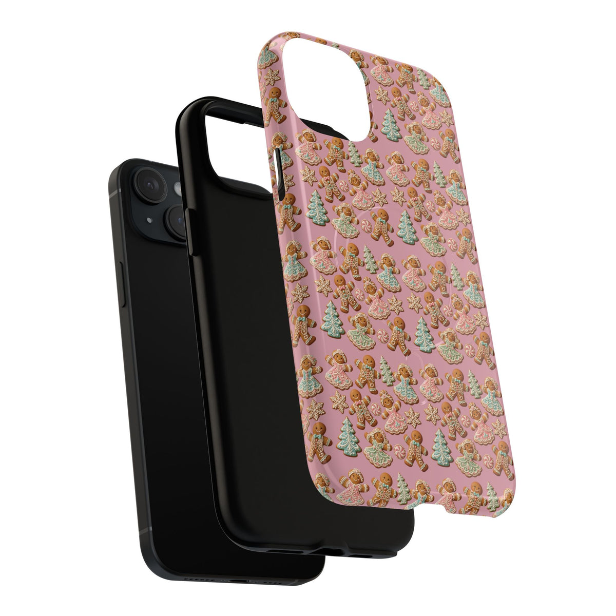 Phone Case — Pink Gingerbread Cookies Pattern Tough Magnetic Case