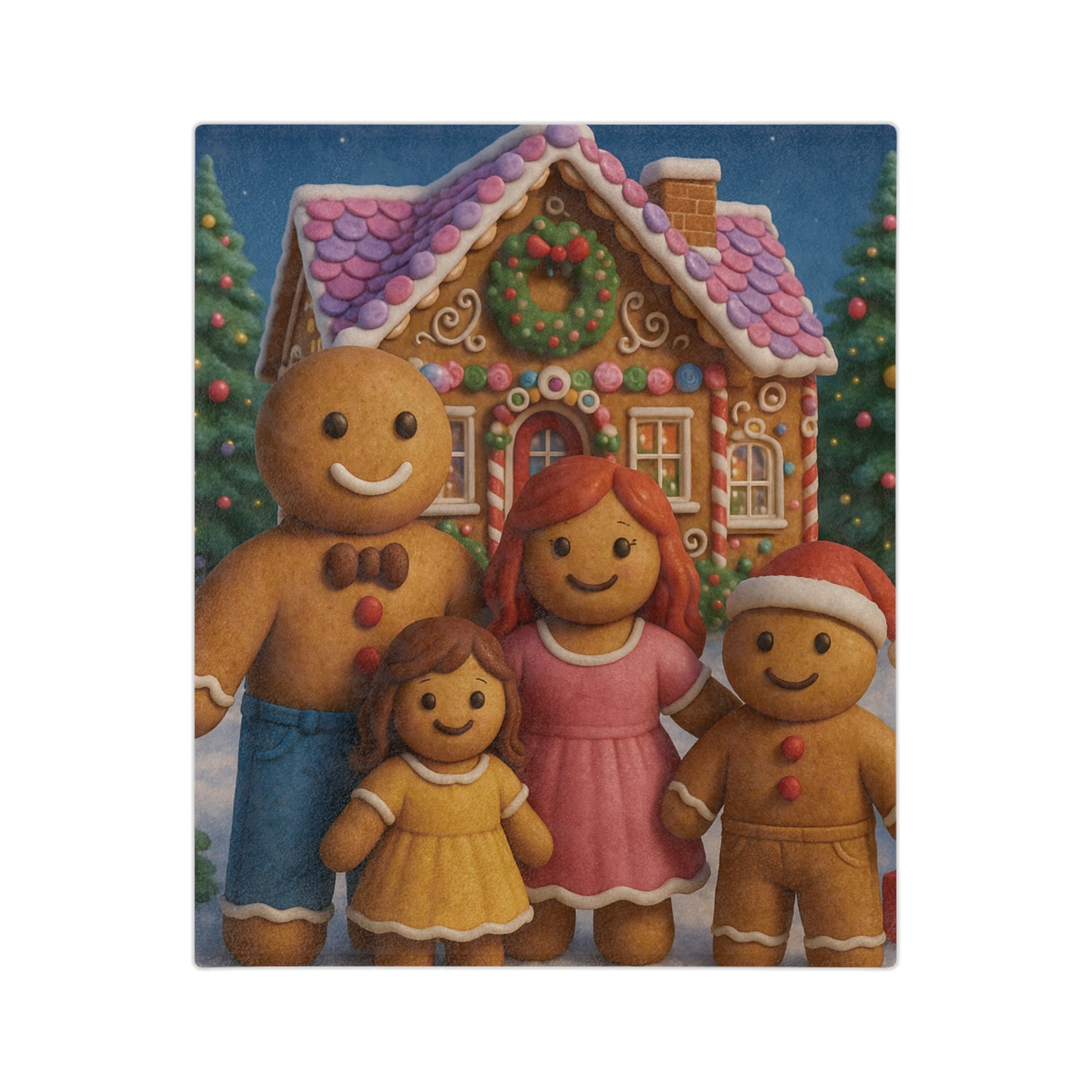 Cozy Microfiber Blanket Gingerbread Family Design | Perfect Gift for Her, Fun Holiday or Housewarming Present, Cute & Festive Decor