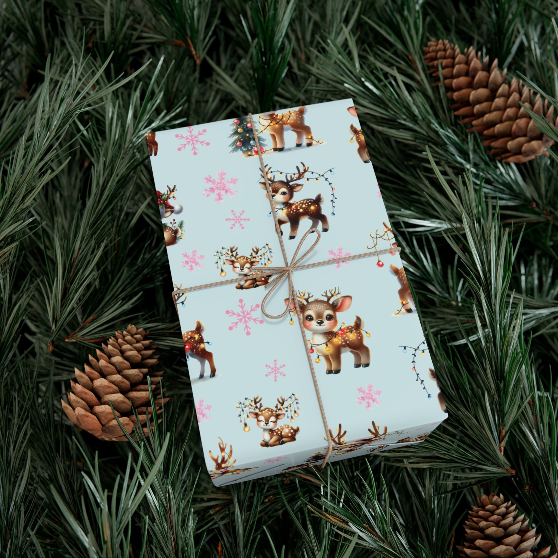 Watercolor Reindeer Christmas Wrapping Paper Elegant Holiday Gift Wrap Featuring Whimsical Deer Design | Perfect for Festive Presents, Available in Multiple Sizes for Every Gift - MRSBYVALLE