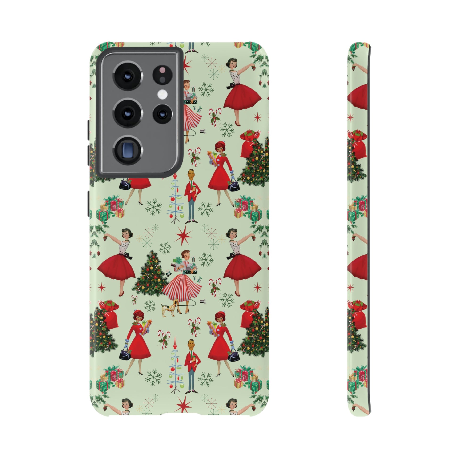1950s Vintage Phone Case - Retro Christmas Design | Unique Holiday Protection for Your Device | Stylish & Durable Cover Gift for Her Phone 15, Samsung iPhone Samsung Accessory Gift for Her