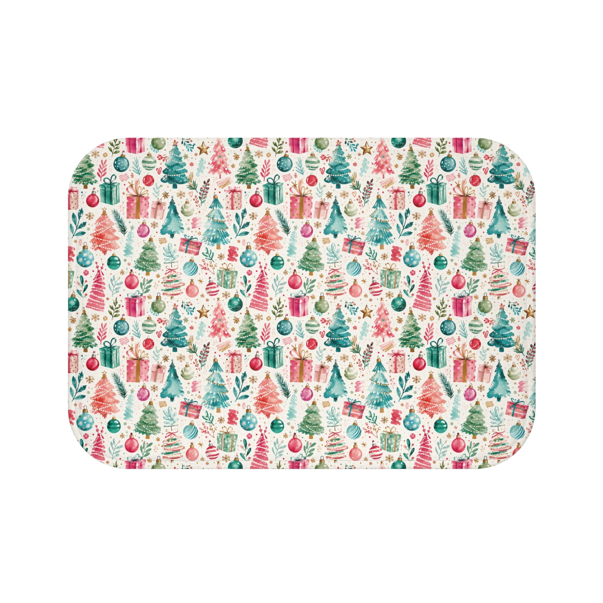 Christmas Tree & Gifts Bath Mat — Festive Holiday Bathroom Rug