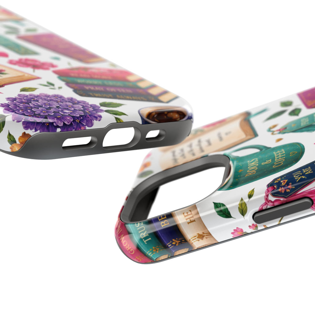 Christian Books & Coffee Phone Case — Magnetic Impact-Resistant Christian Gift
