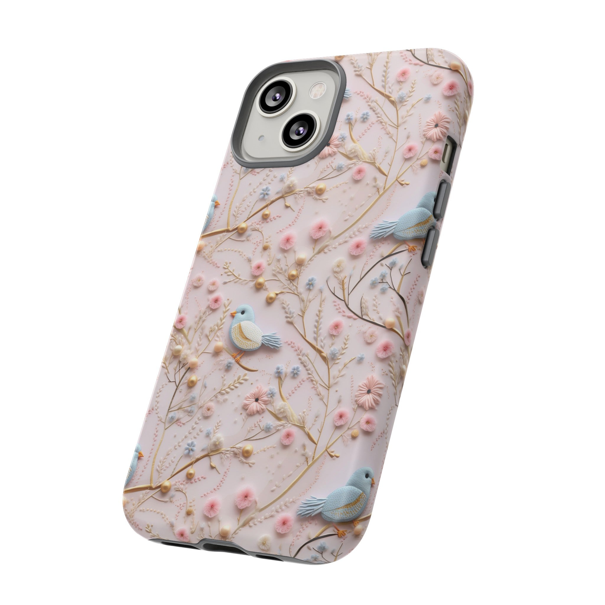 3D Birds Elegant Faux Flowers Phone Case Stylish & Durable for iPhone Samsung Gift iPhone 15, 14, 13 Samsung Pixel Gift for Mom Accessory Gift for Her