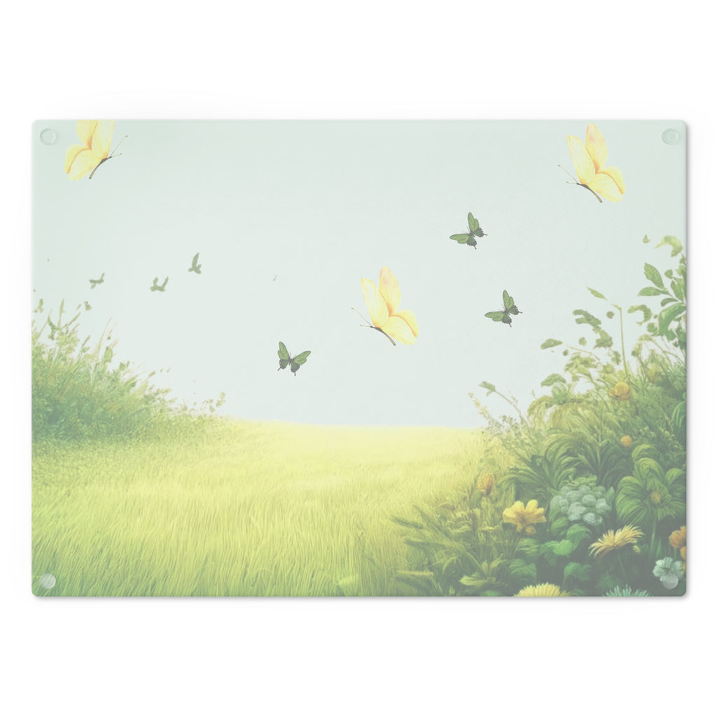 Butterflies Cutting Board Floral Tempered Glass Cutting Board Durable Kitchen Decor with Elegant Flower Design, Housewarming, New House Gift - MRSBYVALLE
