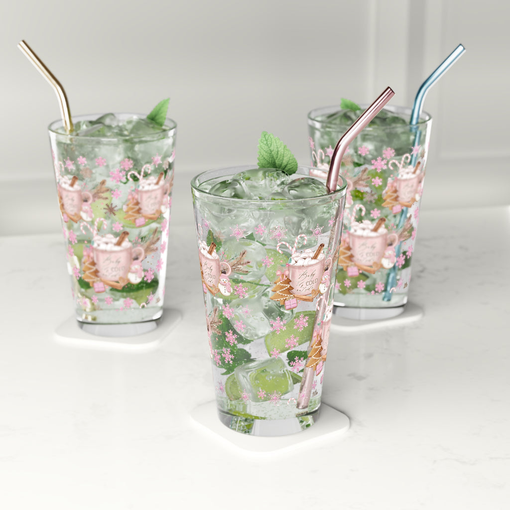 Baby it's Cold Outside Pint Glass Retro Christmas Design | Unique Holiday Drinkware | Perfect Gifts & Decorations |Ideal Gift for Christmas Celebrations Elegance Durable, Glassware Perfect for Parties - MRSBYVALLE