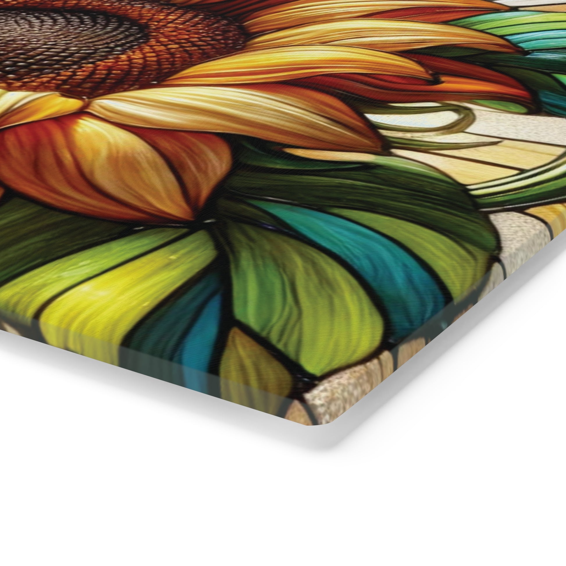 Elegant Sunflower-Stained Glass Cutting Board Floral Charcuterie Kitchen Decor, Useful Gifts for Her Perfect for Cooking, Serving, and Entertaining - MRSBYVALLE