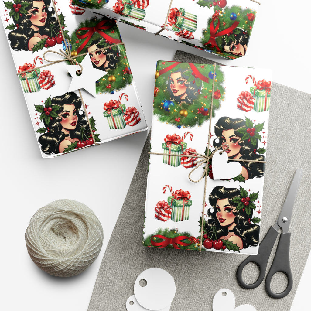Retro Women Christmas Theme Wrapping Paper Vintage-Inspired Gift Wrap Perfect for Christmas Gifts and Special Occasions, Moms Gift - MRSBYVALLE