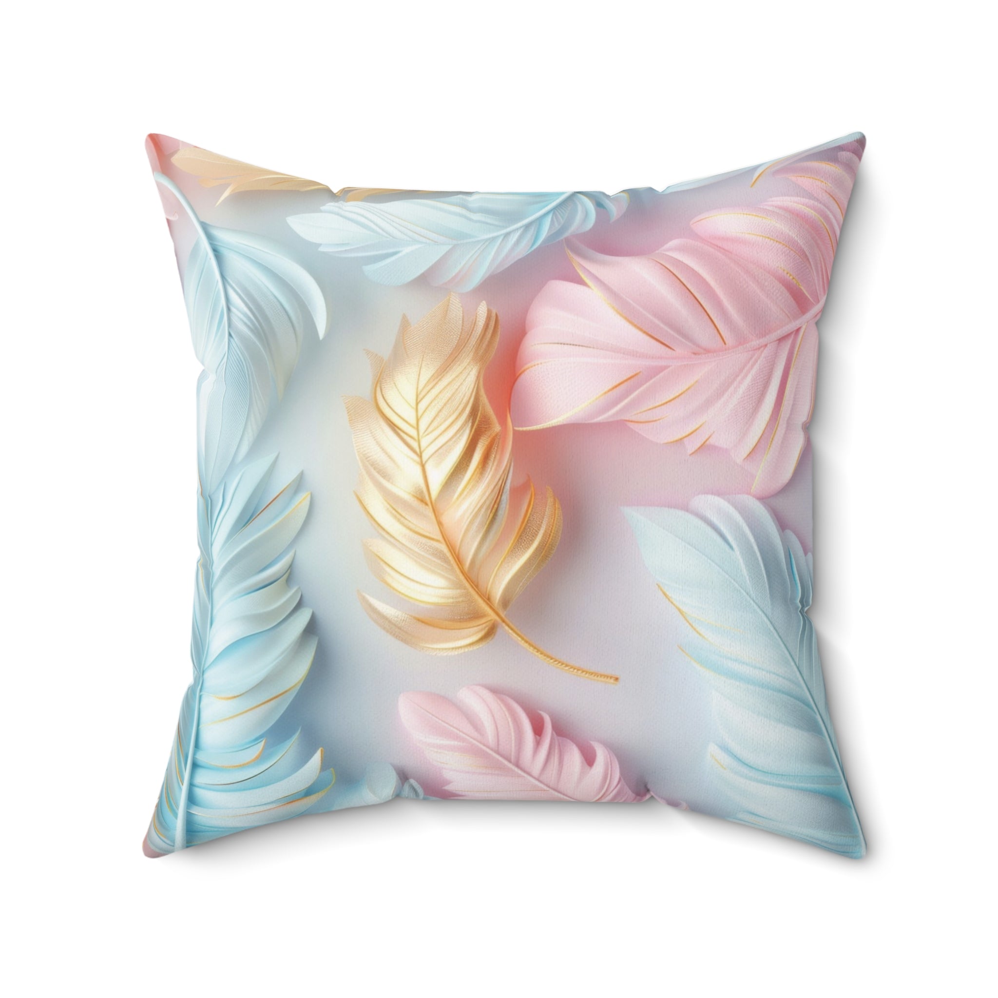 Pastel Feathers Design Square Pillow Elegant Holiday Decor Perfect for all Seasonal Decorations Perfect Accent for Living Rooms, Bedrooms, Soft, Durable, Pillow Gift New House, Bridal Shower Gift - MRSBYVALLE